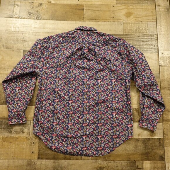 Time Pieces Button-Down Shirt Men’s XL Tall Navy Geometric Cotton Long Sleeve - Picture 9 of 9